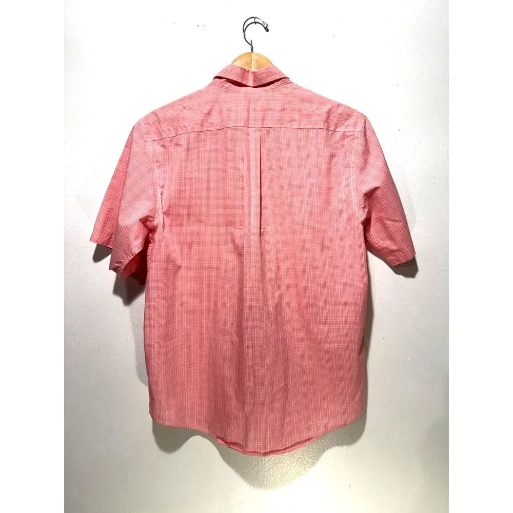 Roundtree & Yorke travel smart mens shirt short sleeve coral salmon summer sizeM